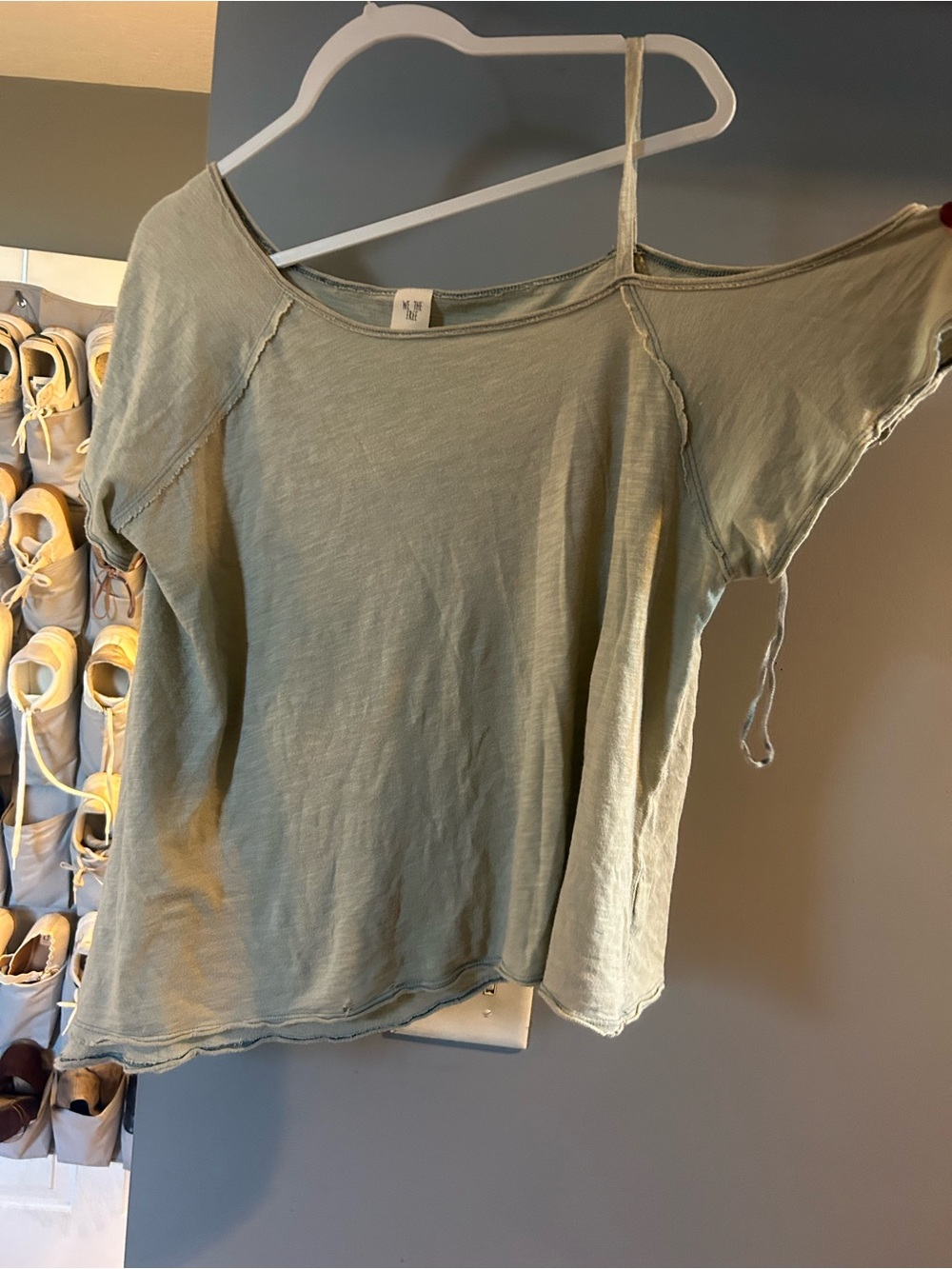 Free People Light Olive One-Shoulder Women's Top